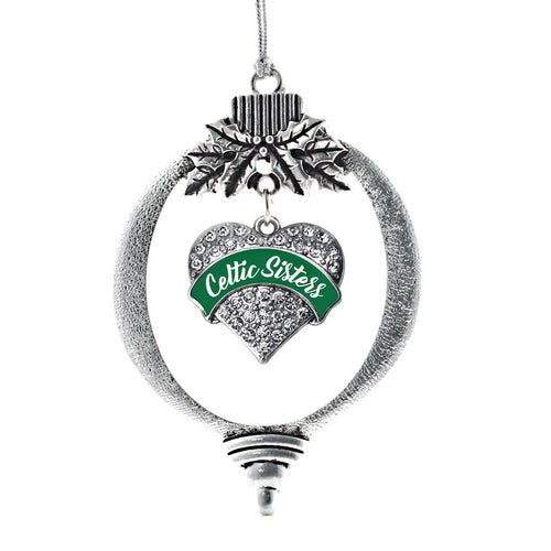 Celtic Sisters Pave Heart Charm Christmas / Holiday Ornament