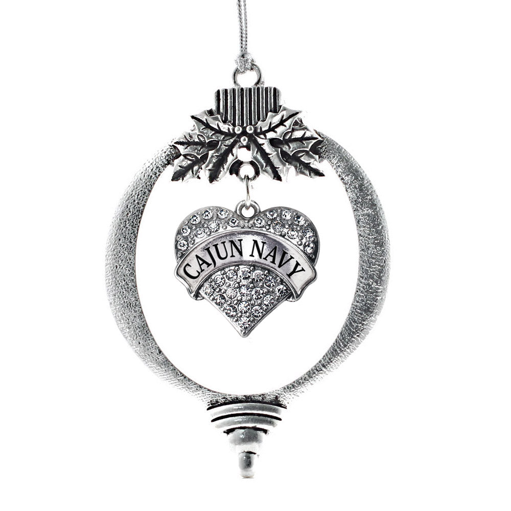 Cajun Navy Pave Heart Charm Christmas / Holiday Ornament