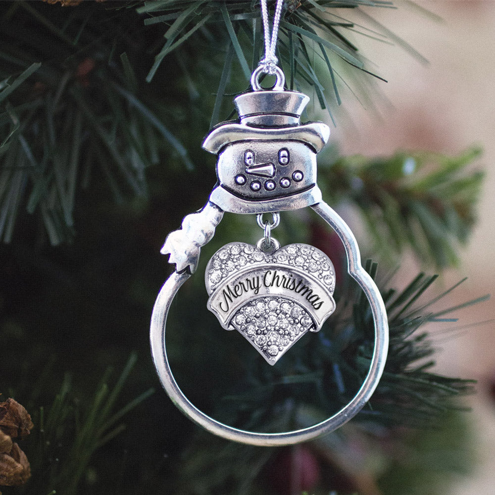Merry Christmas Crystal Pave Heart Charm Christmas / Holiday Ornament