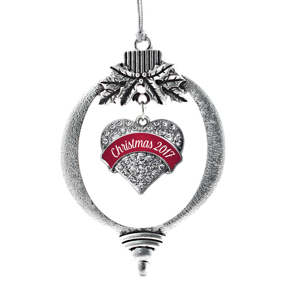 Red Christmas 2017 Pave Heart Charm Christmas / Holiday Ornament