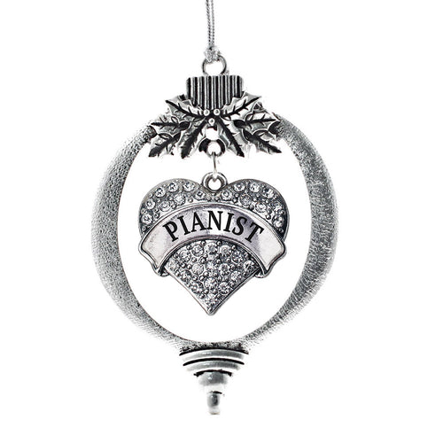 Pianist Pave Heart Charm Christmas / Holiday Ornament