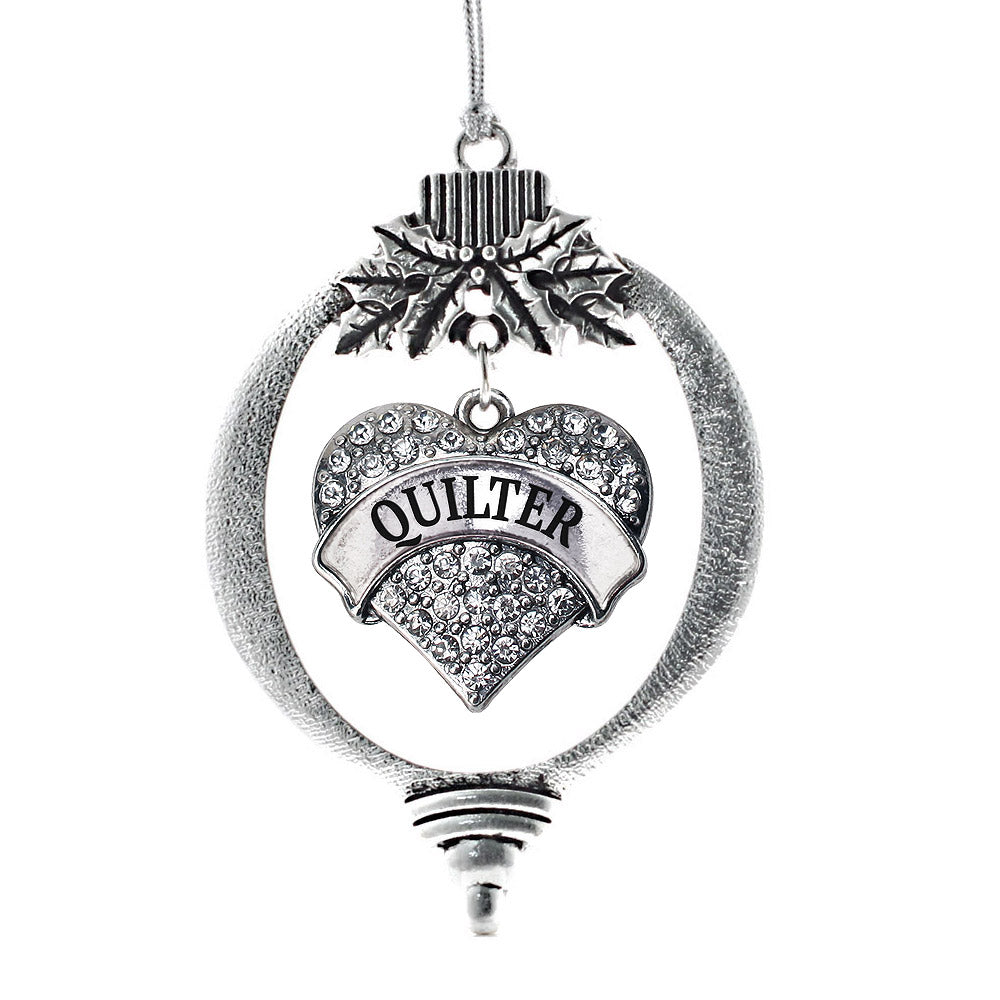 Quilter Pave Heart Charm Christmas / Holiday Ornament