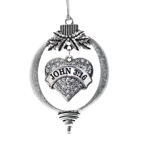 John 3:16 Pave Heart Charm Christmas / Holiday Ornament