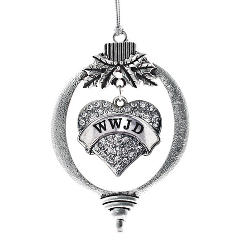 WWJD Pave Heart Charm Christmas / Holiday Ornament
