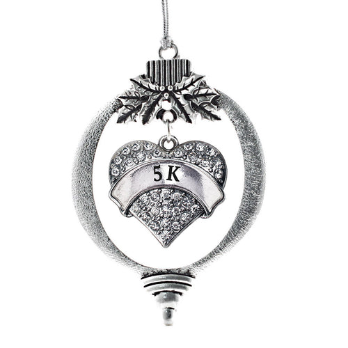 5k Runner Pave Heart Charm Christmas / Holiday Ornament
