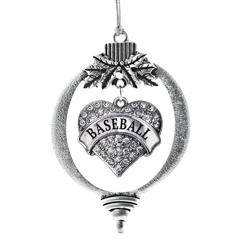 Baseball Pave Heart Charm Christmas / Holiday Ornament