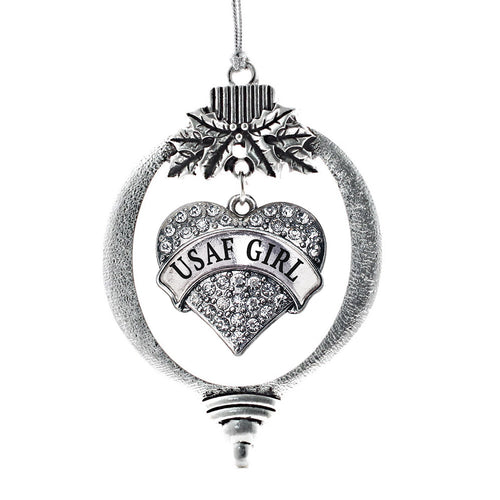 USAF Girl Pave Heart Charm Christmas / Holiday Ornament