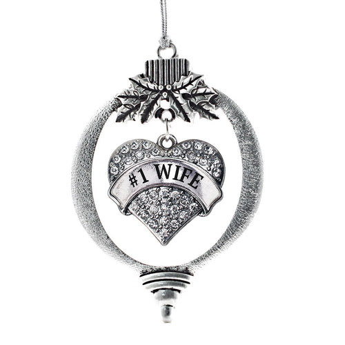 #1 Wife Pave Heart Charm Christmas / Holiday Ornament