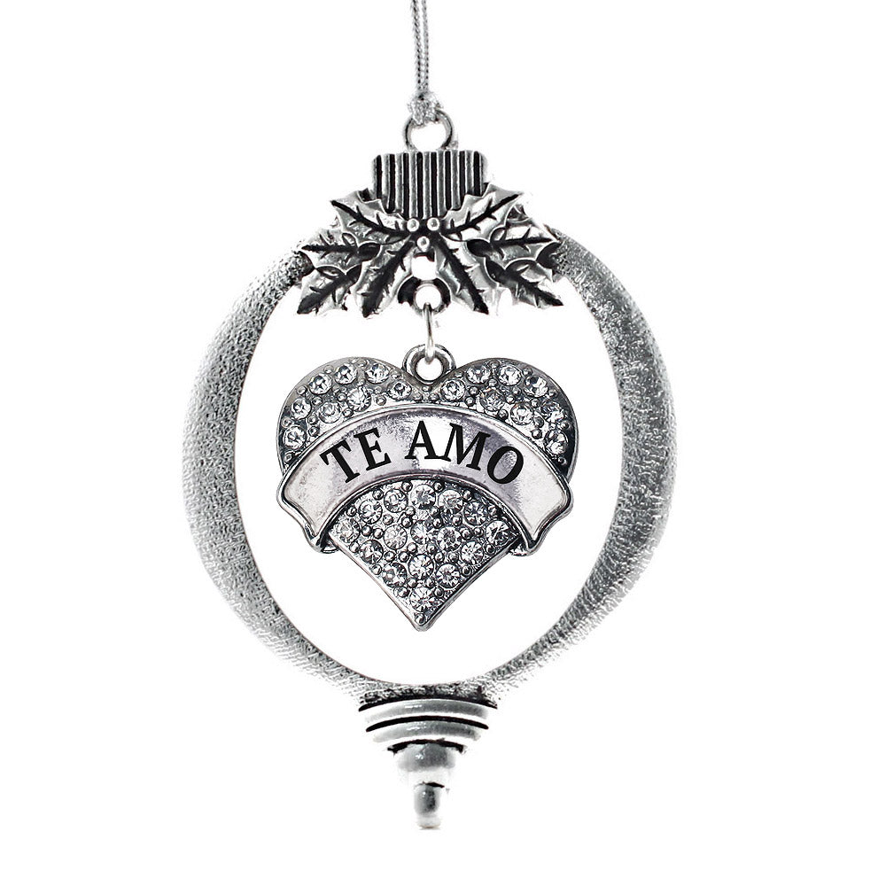 Te Amo Pave Heart Charm Christmas / Holiday Ornament