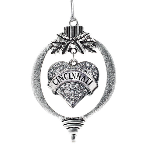 Cincinnati Pave Heart Charm Christmas / Holiday Ornament