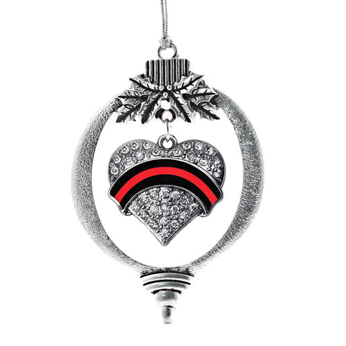 Fire Department Support Pave Heart Charm Christmas / Holiday Ornament