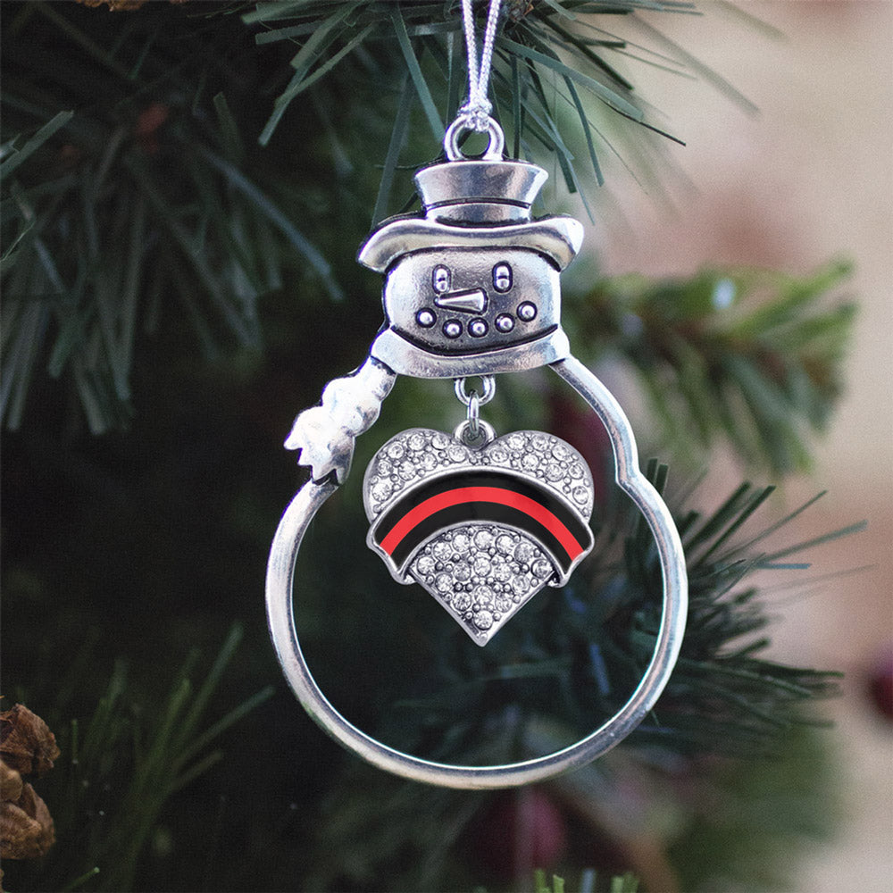 Fire Department Support Pave Heart Charm Christmas / Holiday Ornament
