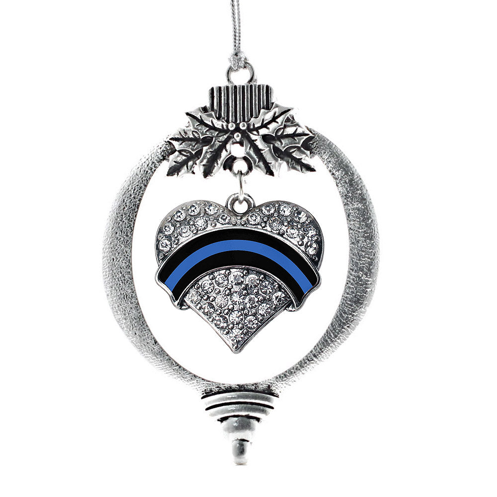 Law Enforcement Support Pave Heart Charm Christmas / Holiday Ornament