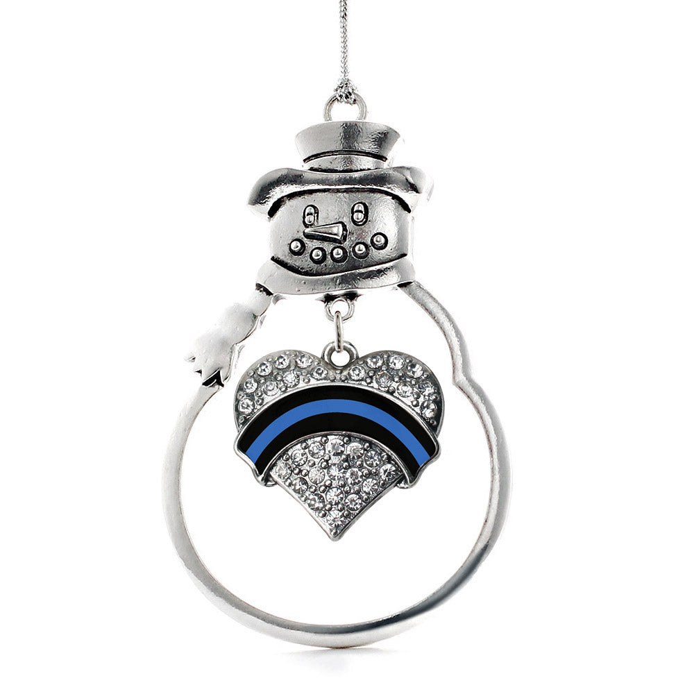 Law Enforcement Support Pave Heart Charm Christmas / Holiday Ornament