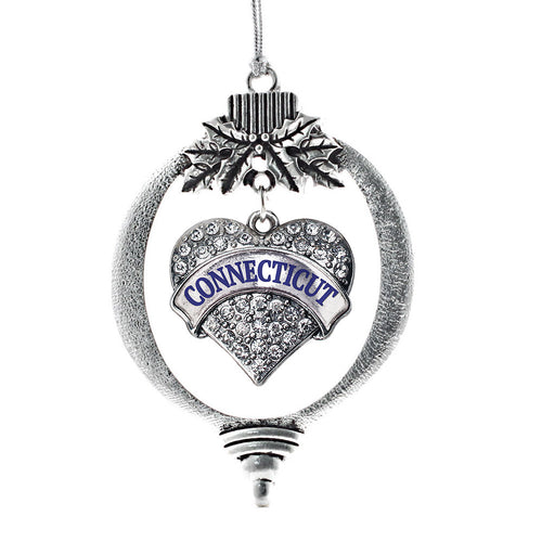 Connecticut Pave Heart Charm Christmas / Holiday Ornament