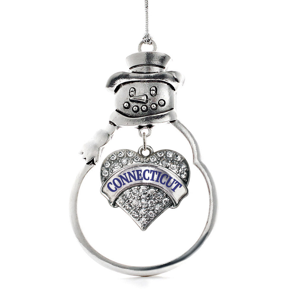 Connecticut Pave Heart Charm Christmas / Holiday Ornament