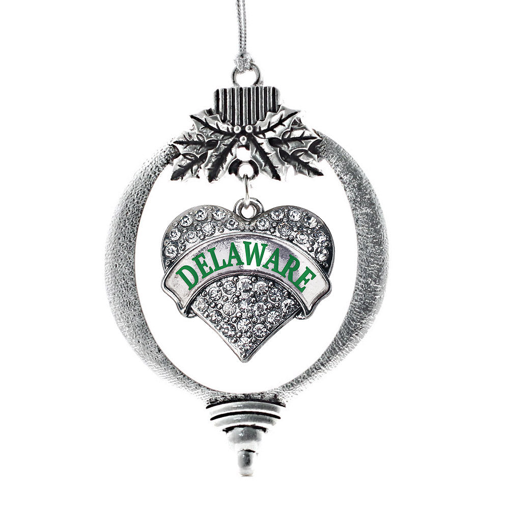 Delaware Pave Heart Charm Christmas / Holiday Ornament