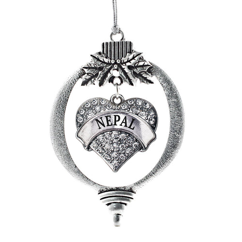 Nepal Pave Heart Charm Christmas / Holiday Ornament