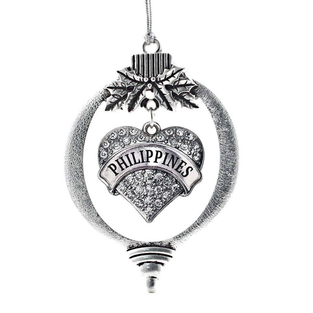 Philippines Pave Heart Charm Christmas / Holiday Ornament