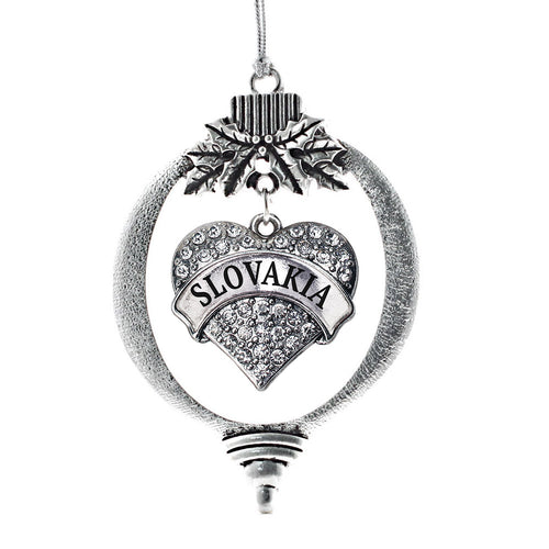 Slovakia Pave Heart Charm Christmas / Holiday Ornament