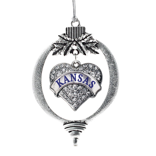 Kansas Pave Heart Charm Christmas / Holiday Ornament