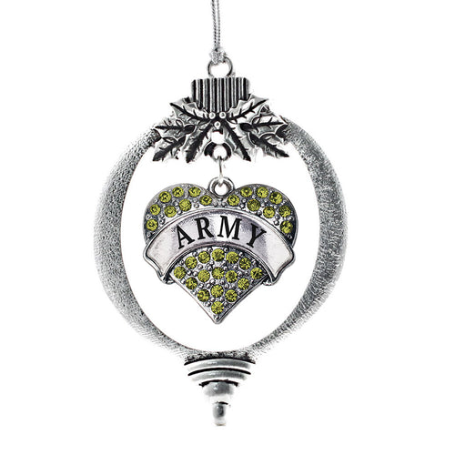 Army Pave Heart Charm Christmas / Holiday Ornament