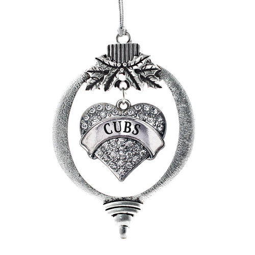 Cubs Pave Heart Charm Christmas / Holiday Ornament