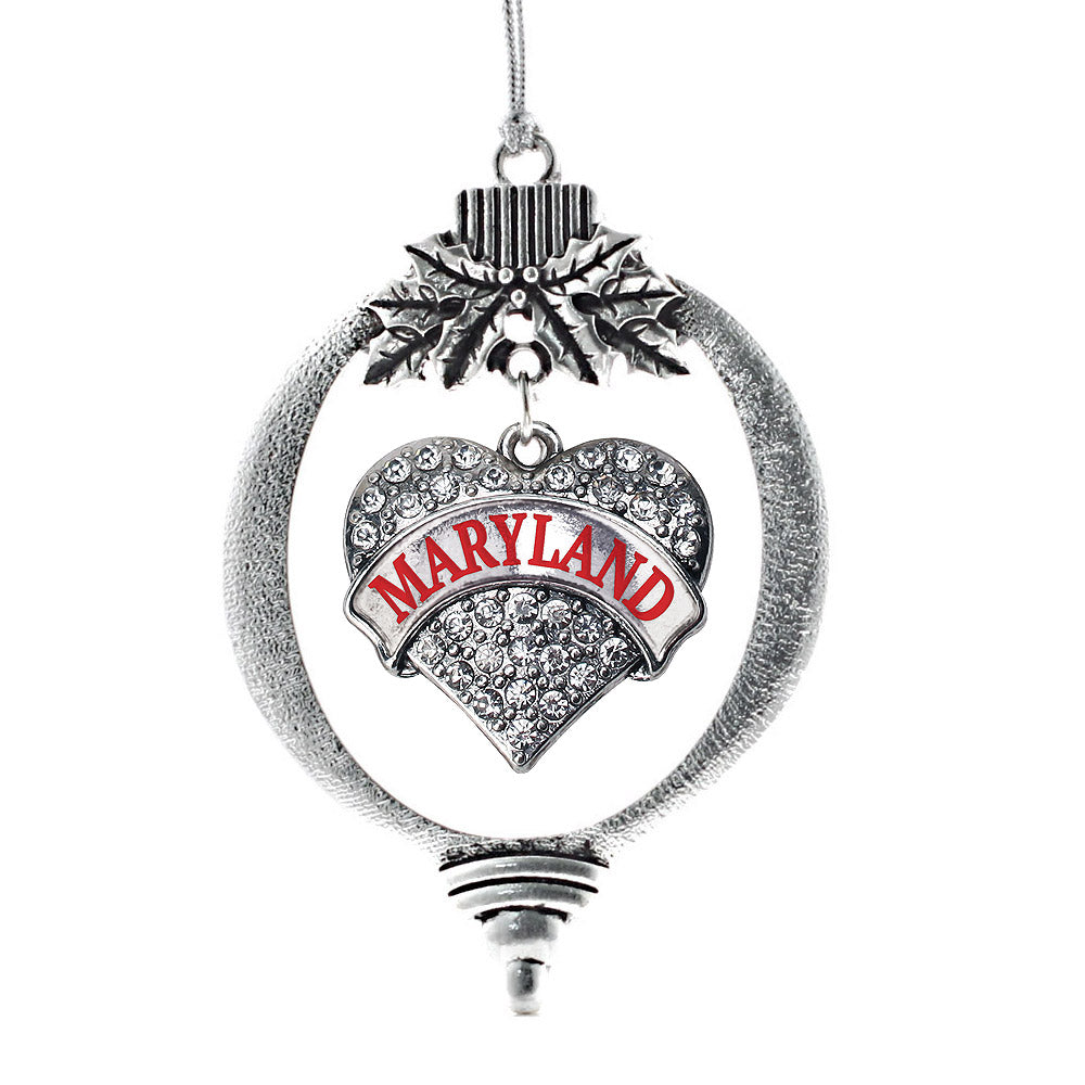 Maryland Pave Heart Charm Christmas / Holiday Ornament