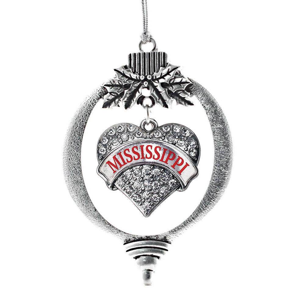 Mississippi Pave Heart Charm Christmas / Holiday Ornament