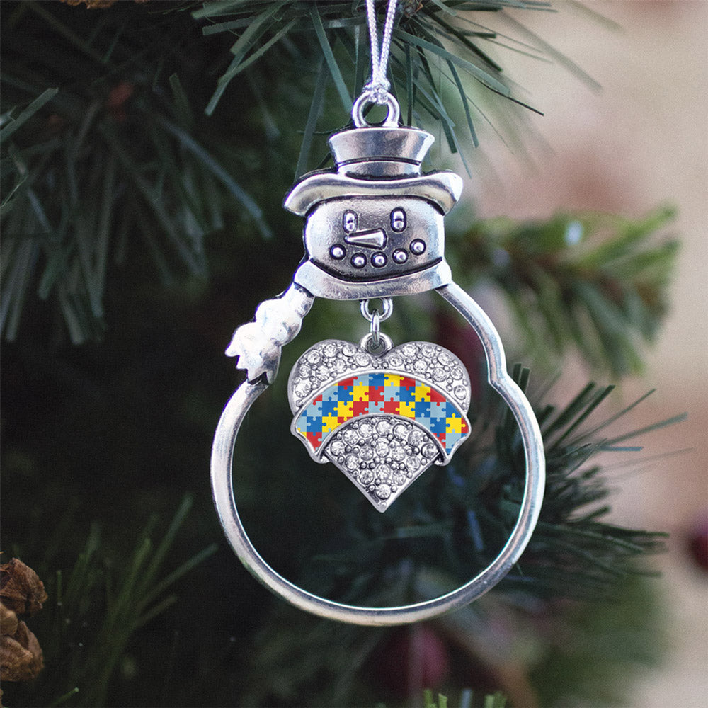 Autism Awareness Pave Heart Charm Christmas / Holiday Ornament