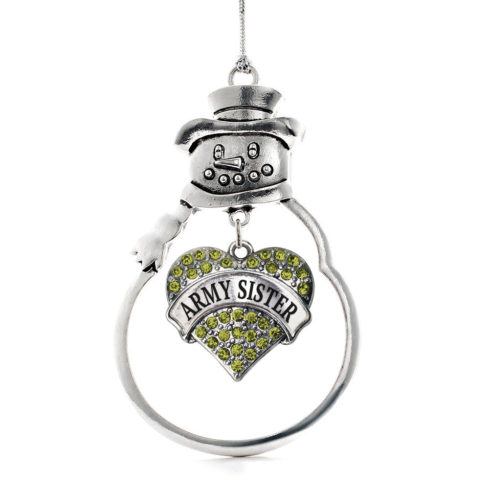 Army Sister Pave Heart Charm Christmas / Holiday Ornament
