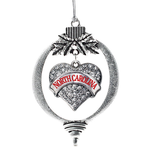 North Carolina Pave Heart Charm Christmas / Holiday Ornament