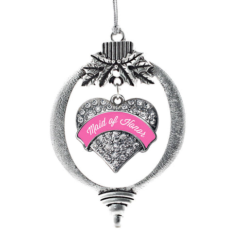 Maid of Honor Pave Heart Charm Christmas / Holiday Ornament