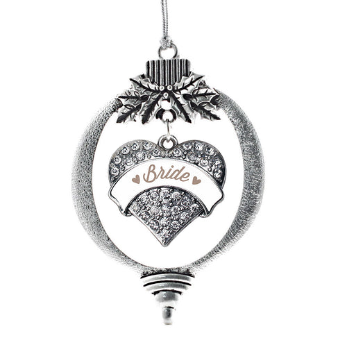 Brown and White Bride Pave Heart Charm Christmas / Holiday Ornament