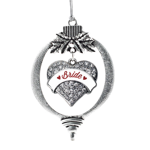 Crimson Red Bride Pave Heart Charm Christmas / Holiday Ornament