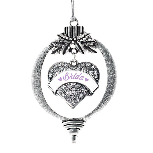 Lavender Bride Pave Heart Charm Christmas / Holiday Ornament