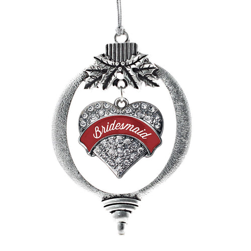 Crimson Red Bridesmaid Pave Heart Charm Christmas / Holiday Ornament