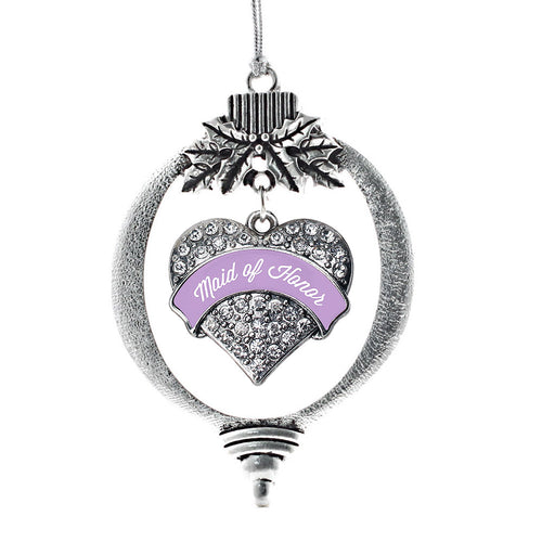 Lavender Maid of Honor Pave Heart Charm Christmas / Holiday Ornament