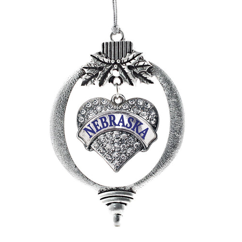 Nebraska Pave Heart Charm Christmas / Holiday Ornament