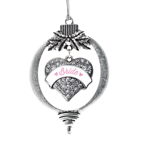 Light Pink Bride Pave Heart Charm Christmas / Holiday Ornament