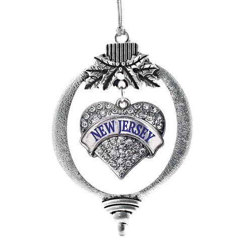 New Jersey Pave Heart Charm Christmas / Holiday Ornament