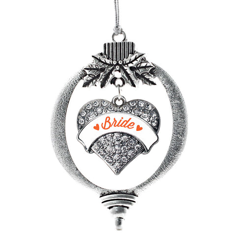 Orange Bride Pave Heart Charm Christmas / Holiday Ornament