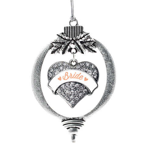 Peach Bride Pave Heart Charm Christmas / Holiday Ornament