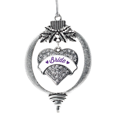 Purple Bride Pave Heart Charm Christmas / Holiday Ornament