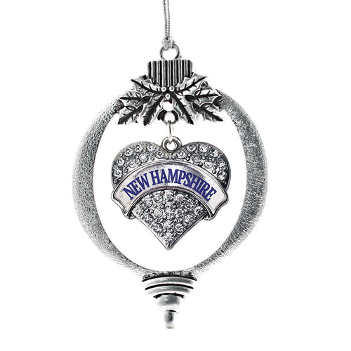 New Hampshire Pave Heart Charm Christmas / Holiday Ornament