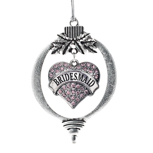 Pink Bridesmaid Pave Heart Charm Christmas / Holiday Ornament