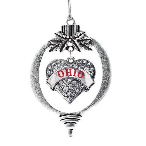 Ohio Pave Heart Charm Christmas / Holiday Ornament