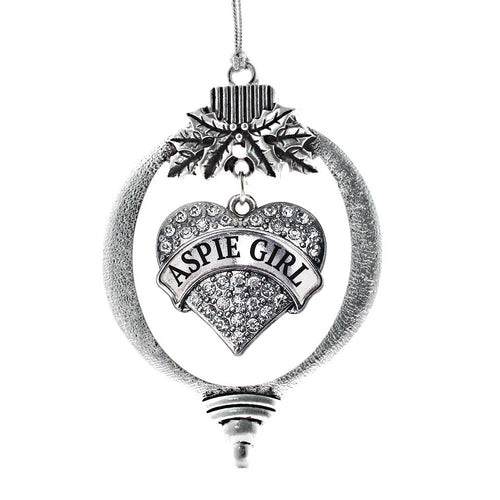 Aspie Girl Pave Heart Charm Christmas / Holiday Ornament