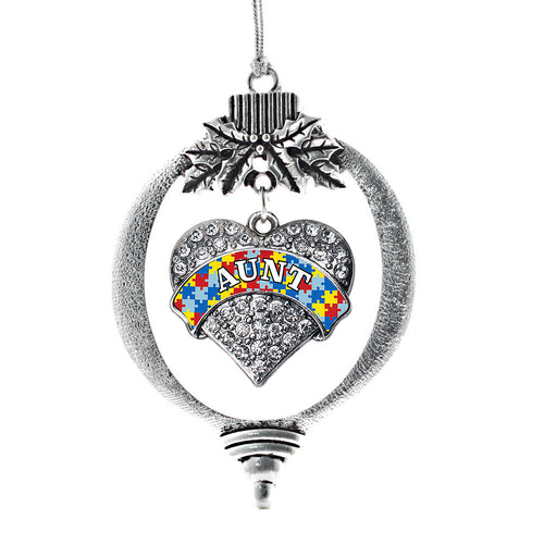 Autism Aunt Pave Heart Charm Christmas / Holiday Ornament