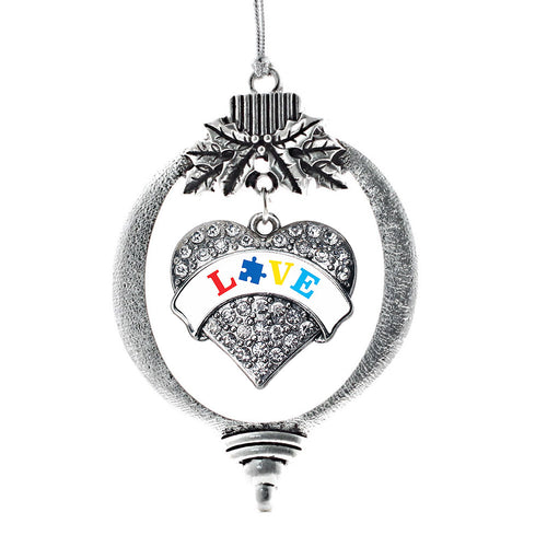 Autism Love Pave Heart Charm Christmas / Holiday Ornament